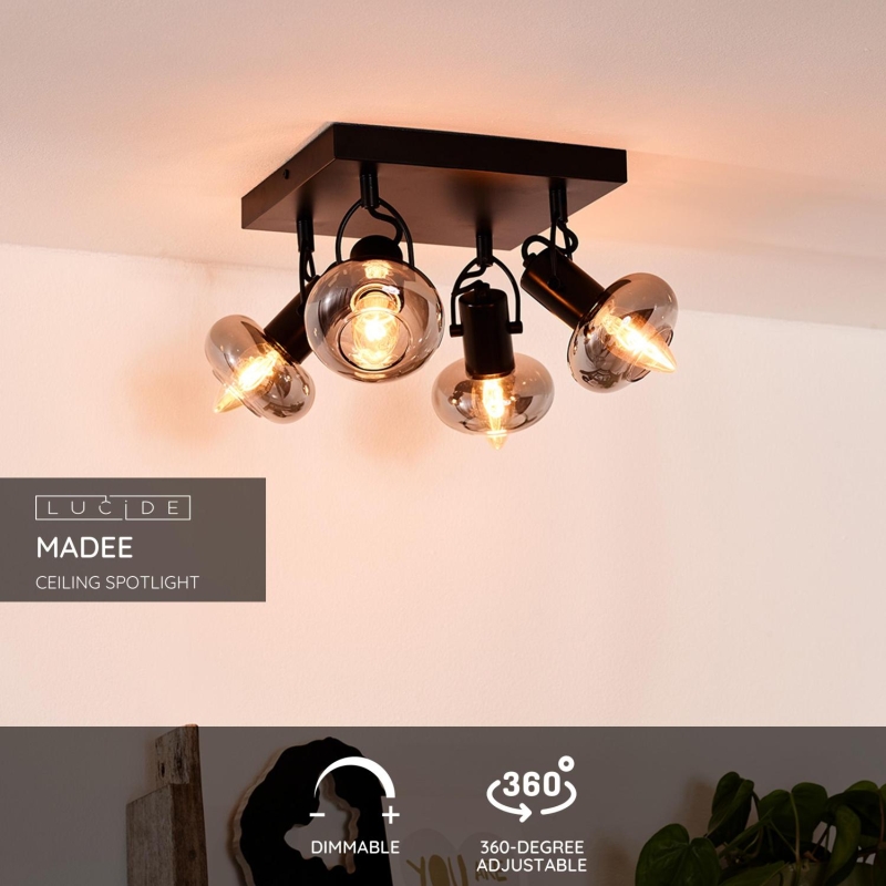 Lucide MADEE - Stropné bodové svietidlo - 4xE14 - Čierne